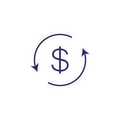 dollar symbol with arrow icon in flat