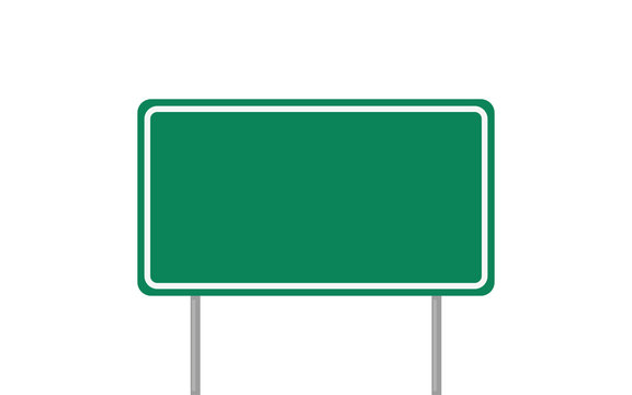 Naklejki road sign green in flat style, vector