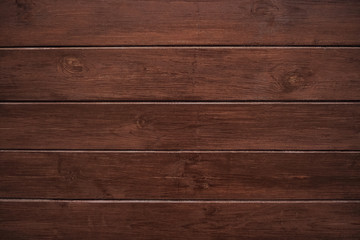 Classic brown wooden background made of dark natural wood in the style of grunge. Top view. Raw...