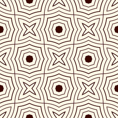 Outline ethnic abstract background. Seamless pattern with symmetric geometric ornament. Vector illustration