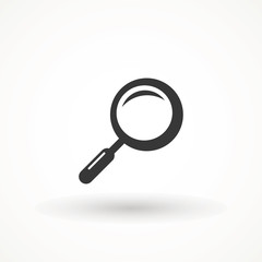 Magnify icon. Magnifying glass icon, vector magnifier or loupe sign. Search vector, magnifying glass pictogram. Zoom symbol.