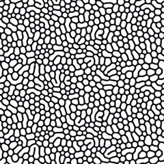 Organic seamless pattern with rounded shapes. Diffusion reaction background. Irregular stone effect design. Abstract vector illustration in black and white.