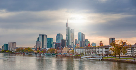 Fototapeta na wymiar Skyline of Frankfurt at sunset -Frankfurt, Germany - Frankfurt is financial center of the Germany