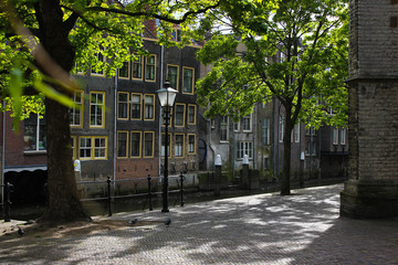 Dordrecht Pottenkade next to the Great Church (The Church of Our Lady), Dordrecht, The Netherlands