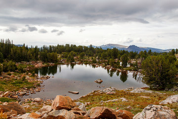 Fototapeta premium Small Alpine Lake By The Beartooth Highway in Wyoming