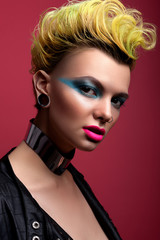 Beautiful girl look in glam rock style