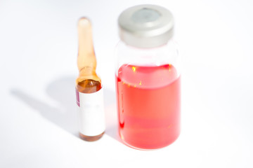 Injection vial and ampule show medical background
