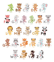 Cute animal alphabet for letter education