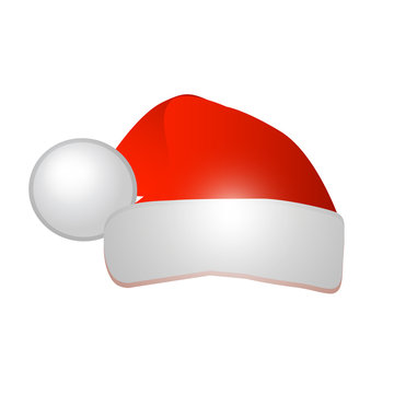 Red santa claus hat. Bright illustration for design.
