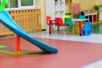 slide in the kindergarten without kids