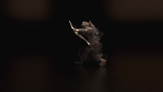 Abstract animation of a archer warrior combat scene