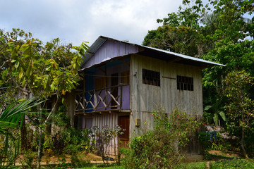 beautiful handmade house of the municipality of Puerto Nariño Colombia in the middle of the Amazon jungle