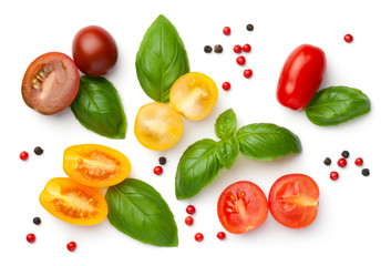 Cherry Tomatoes Composition Isolated On White Background