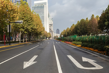 asphalt road in the city of shanghai.