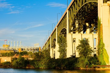 Cleveland highway bridge and stadium