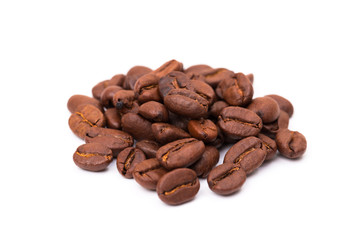 Coffee beans isolated on a white background area for copy space.