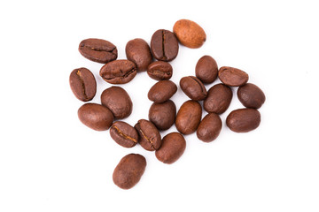 Coffee beans isolated on a white background area for copy space.