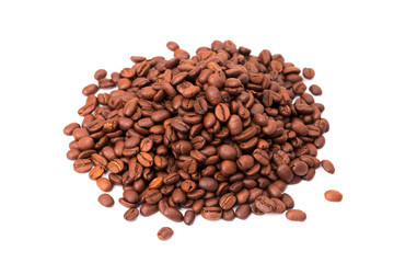 Coffee beans isolated on a white background area for copy space.