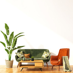 interior design for color trend 2020,3d rendering,3d illustration