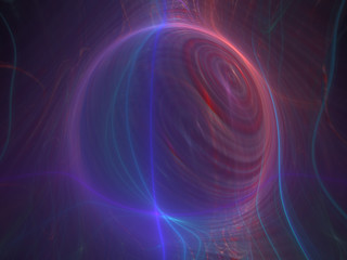 Fototapeta premium Abstract Spherical Shape 3D Illustration - Colorful gradients of light warped into the shape of a sphere. Brilliant glowing lights, blue and purple neon gradients.