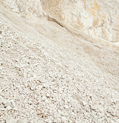 Chalk mining. Chalk hills. Chalk surface.