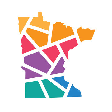 recommend clip art: colorful geometric Minnesota map- vector illustration