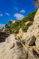 Seascape of resort area of the Costa Brava near town Lloret de Mar in Spain