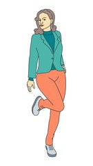 Professional female office worker line art drawing