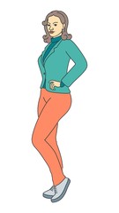 Fashion outline illustration, perfect female pose
