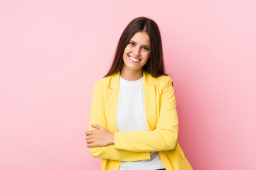 Obraz premium Young business woman laughing and having fun.