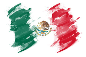 Mexican Flag painted with brush