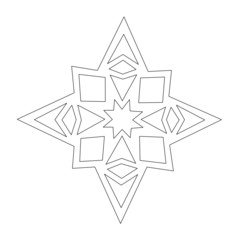 Christmas Star Line Drawing. Traditional Window Decoration Cut-Out. Black Lines isolated on White. Vector