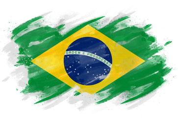 Brazilian Flag painted with brush