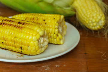 corns in a white plate