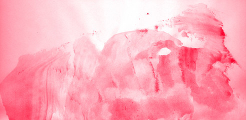 Abstract watercolor background hand-drawn on paper. Volumetric smoke elements. Pink color. For design, web, card, text, decoration, surfaces.