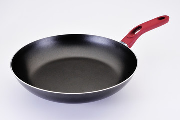 pan with red handle