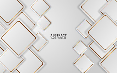 Modern abstract light silver background vector. Elegant frame shape design with golden line. Luxury vector design template concept for use element modern cover, banner, card, corporate, advertising