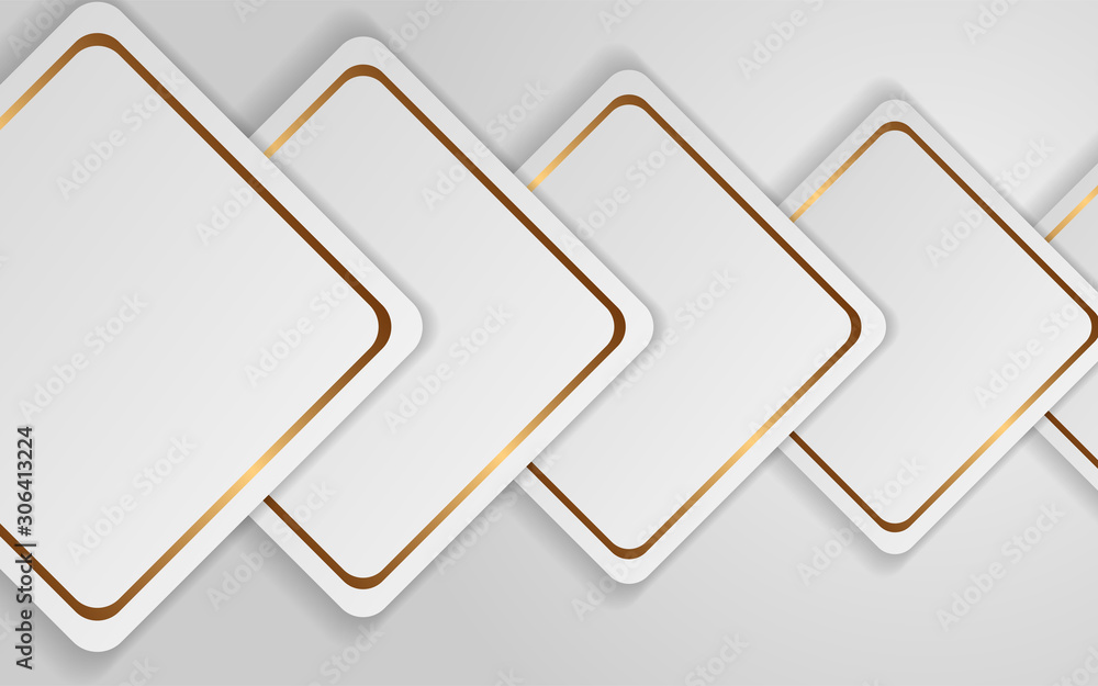 Aufkleber modern abstract light silver background vector. elegant frame shape design with golden line. luxury 