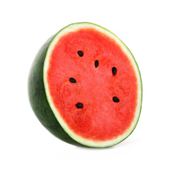 A half Sliced of fresh watermelon isolated on white background