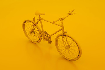 Fototapeta premium Yellow Bicycle. Minimal idea concept. 3d illustration