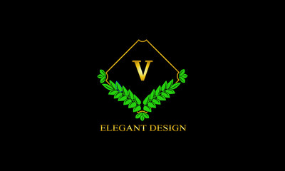 Flower monogram. Classic ornament with letter V. Classic design elements for wedding invitations, business, restaurant, heraldry