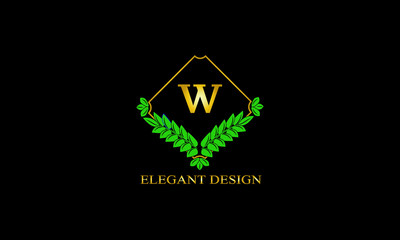 Flower monogram. Classic ornament with letter W. Classic design elements for wedding invitations, business, restaurant, heraldry