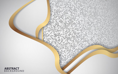 Modern abstract light silver background vector. Elegant shape design with circle golden line. Luxury vector design template concept for use element modern cover, banner, card, corporate, advertising