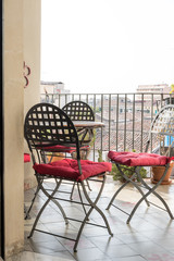 Chairs on the terrace in Catania