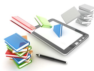books , Tablet computer.3d renders.