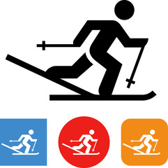 Cross Country Skier Vector Icon - obrazy, fototapety, plakaty
