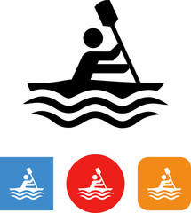 Person Sitting In Kayak With Waves Vector Icon © Marc