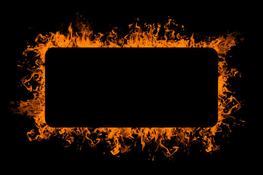 Abstract square of fire on a black background
