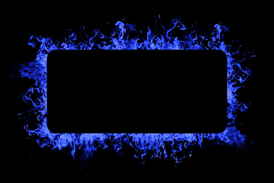 Abstract square of blue fire on a black background
