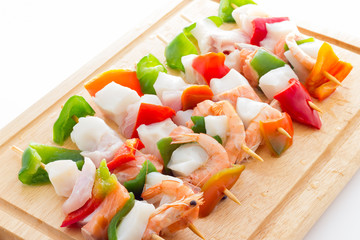 Fish and vegetable kebabs